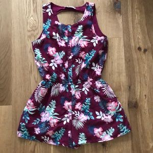 Abercrombie Kids Purple Floral Button Up Romper